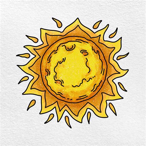 a drawn sun|detailed drawing of the sun.